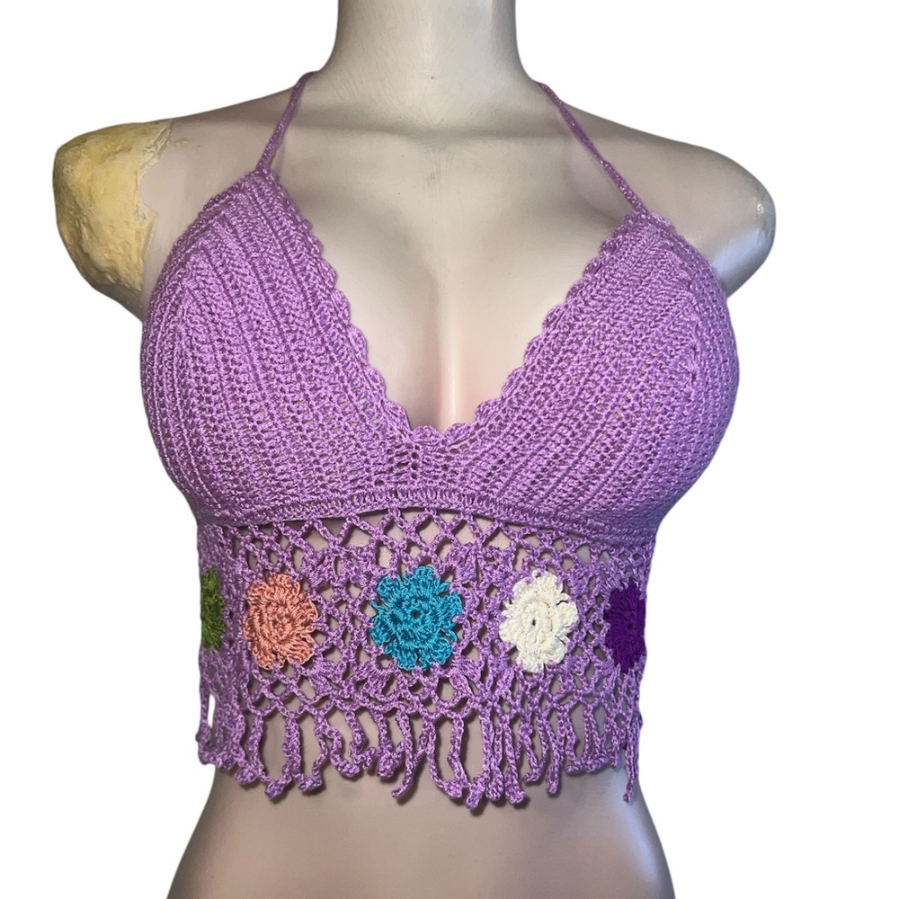 Crochet Crop Top Purple